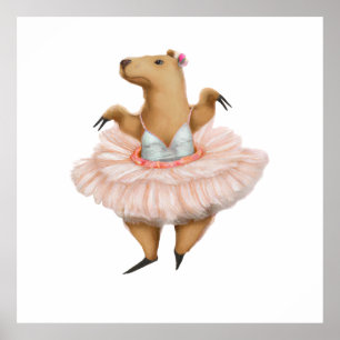 Ballerina Capybara, rosa Tutu-Rock Poster