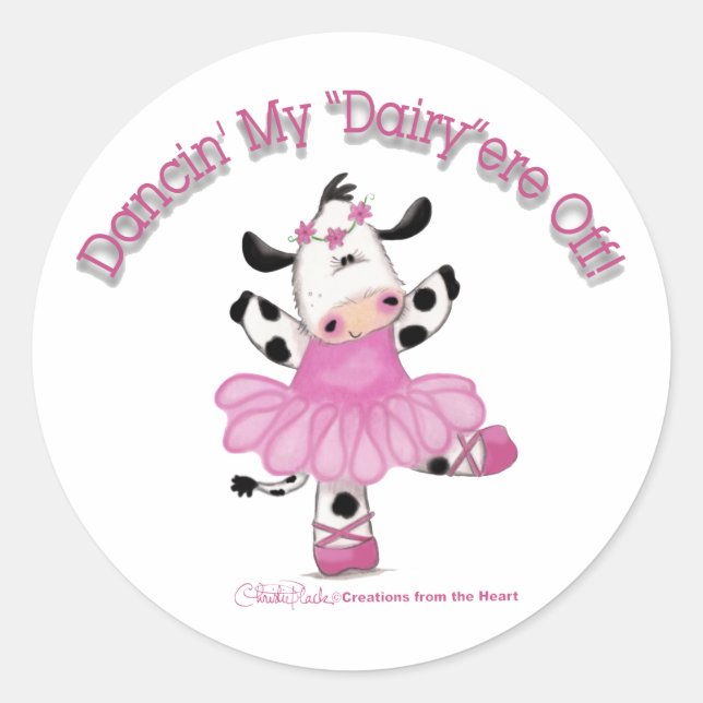 Ballerina Cow Runder Aufkleber (Vorderseite)