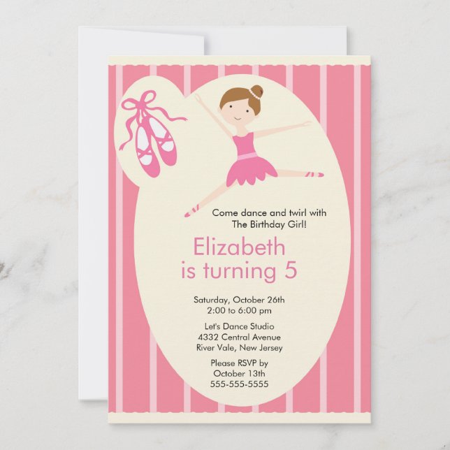 Ballerina Dance Anniversaire Invitation (Devant)