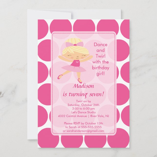 Ballerina Dance Anniversaire Invitation (Devant)