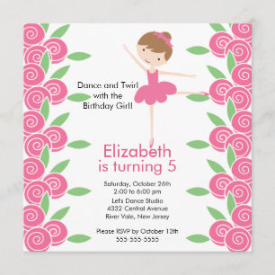Ballerina Dance Anniversaire Invitation