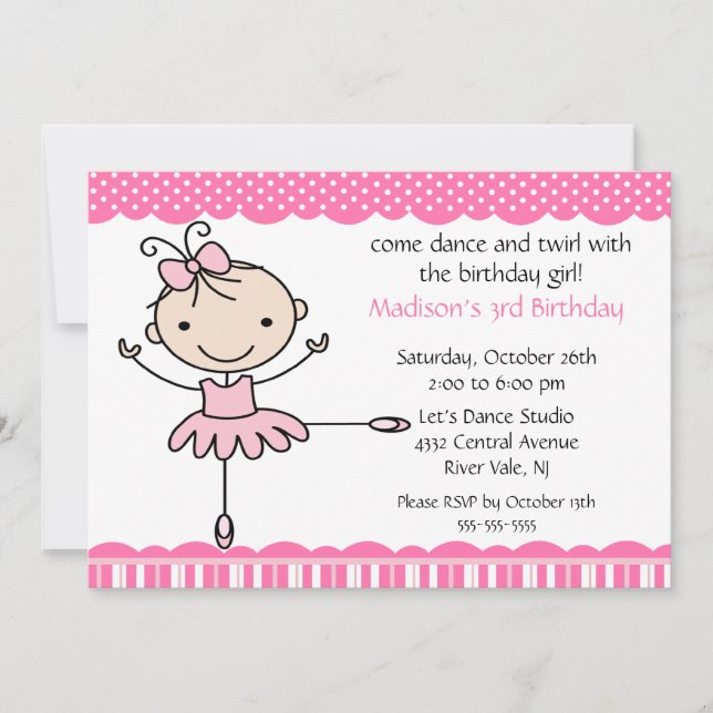 Ballerina Dance Anniversaire Invitation (Devant)