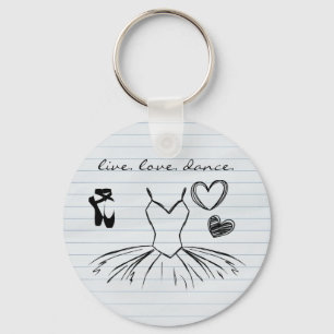 Ballerina Dance Doodles und Notebook Paper Ballet Schlüsselanhänger