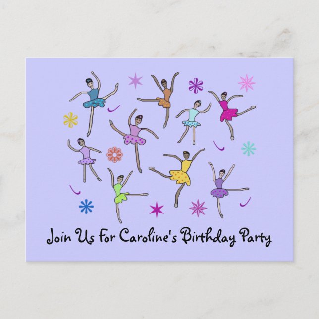 Ballerina Dance Geburtstagseinladung Postkarten (Vorderseite)