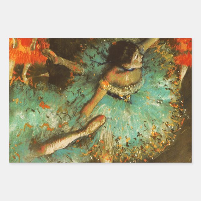 Ballerina Dance Green Dancer Edger Degas Painting Geschenkpapier Set (Vorderseite)
