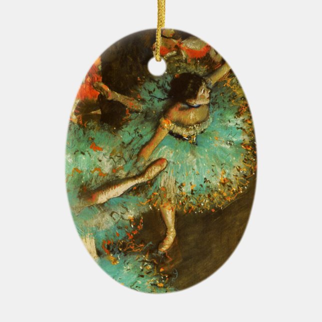 Ballerina Dance Green Dancer Edger Degas Painting Keramikornament (Vorne)