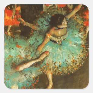 Ballerina Dance Green Dancer Edger Degas Painting Quadratischer Aufkleber