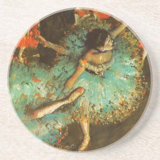 Ballerina Dance Green Dancer Edger Degas Painting Sandstein Untersetzer (Vorne)