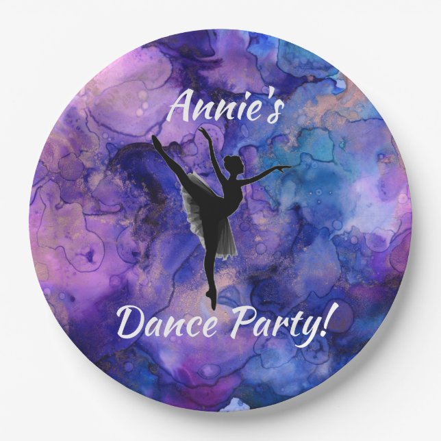 Ballerina Dance Party Aquarellpapier Teller (Vorderseite)