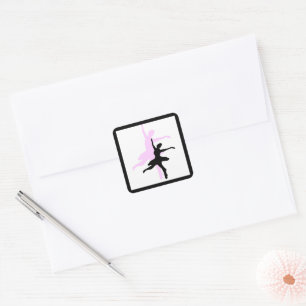 Ballerina Dance Pink & Black Quadratischer Aufkleber