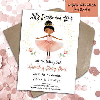 Ballerina Dance Twirl 3rd Birthday Girl Pink Einladung