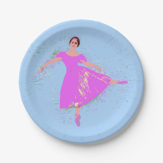 Ballerina Dancer in Magenta Rosa Kleid Pappteller
