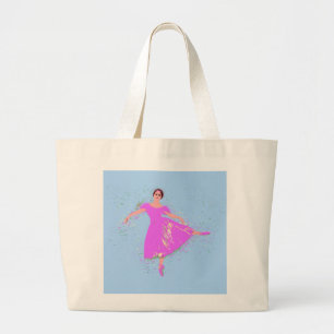 Ballerina Dancer Magenta Rosa Kleid Jumbo Stoffbeutel