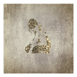 Ballerina Dancer Metallic Gray Foxier Glitzer Gold Poster
