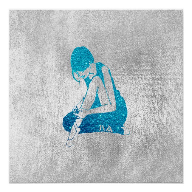 Ballerina Dancer Metallic Gray Silver Turquoise Poster (Vorderseite)
