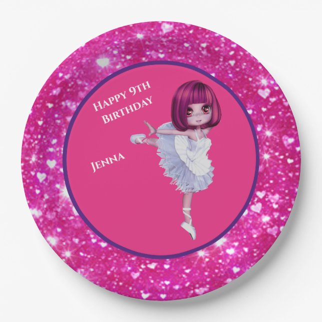 Ballerina Dancer Paper Tellers "Happy Birthday" Pappteller (Vorderseite)