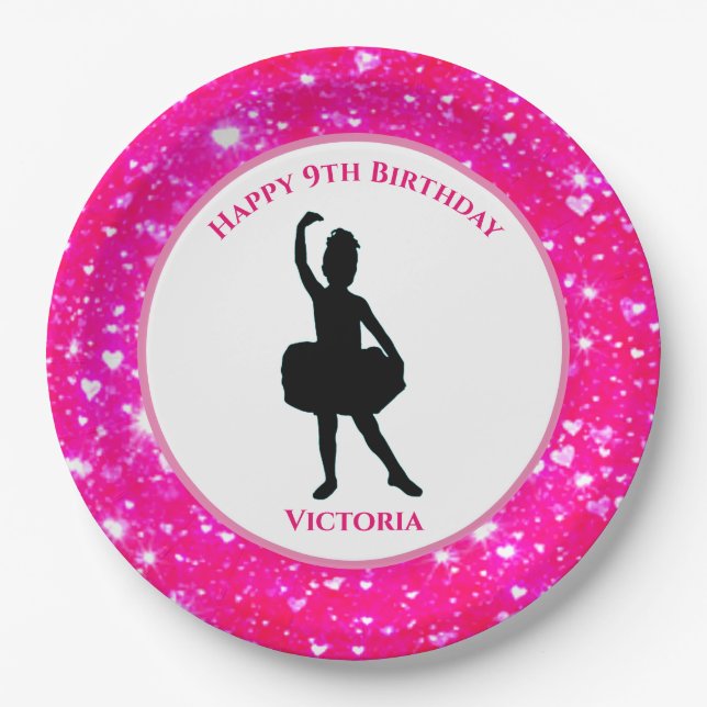 Ballerina Dancer Paper Tellers "Happy Birthday" Pappteller (Vorderseite)