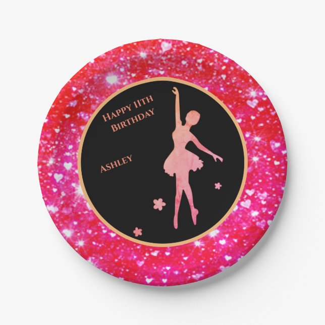 Ballerina Dancer Paper Tellers "Happy Birthday" Pappteller (Vorderseite)