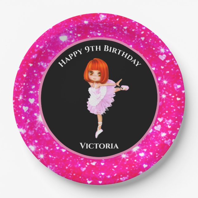 Ballerina Dancer Paper Tellers "Happy Birthday" Pappteller (Vorderseite)