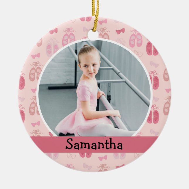 Ballerina Dancer Photo Holiday Monogram Keramik Ornament (Vorne)
