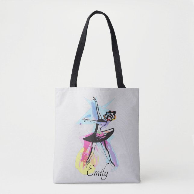 Ballerina Dancer Thema Wasserfarbe Tasche (Vorderseite)