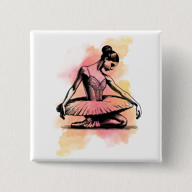 Ballerina Dancing in Color  Button (Vorderseite)