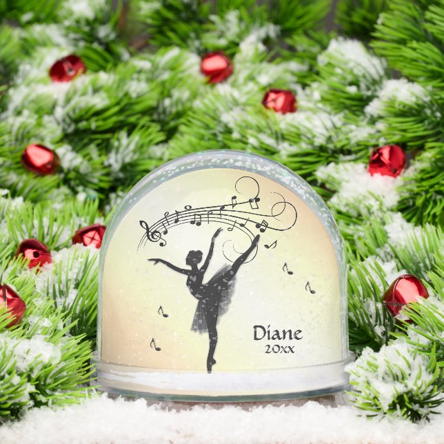 Ballerina Danser avec musique Jaune Nom et année (Noël)