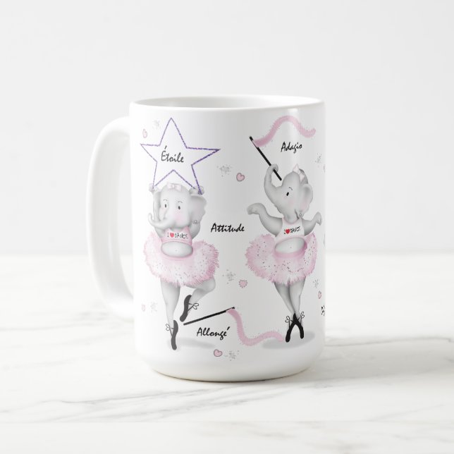 Ballerina Elephant Dance Erwägungsgrund Kaffeetasse (Vorderseite Links)