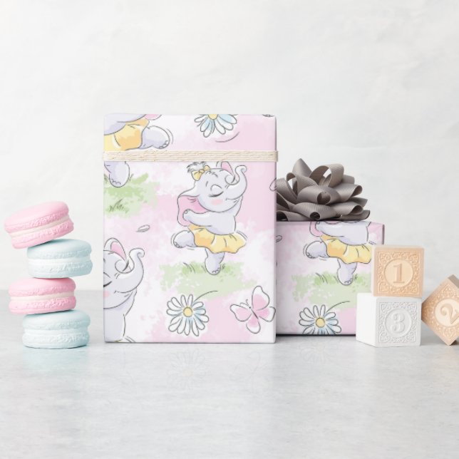 Ballerina Elephant Geschenkpapier (Babyparty)