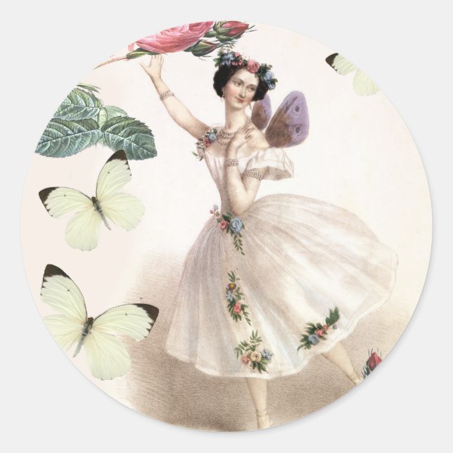 Ballerina Fairy Runder Aufkleber (Vorderseite)