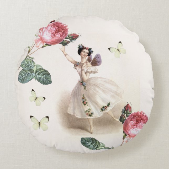 Ballerina Fee Rundes Kissen (Vorderseite)