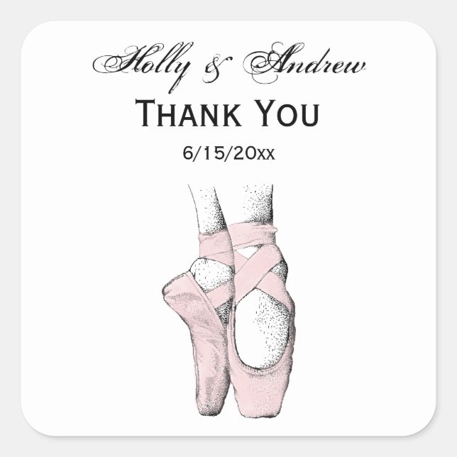 Ballerina Feet auf Pointe #1 Lt Pink Quadratischer Aufkleber (Vorderseite)