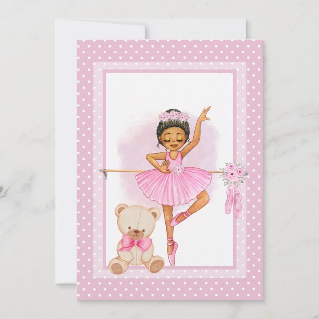 Ballerina floraI polka dots Einladung Postkarte (Vorderseite)