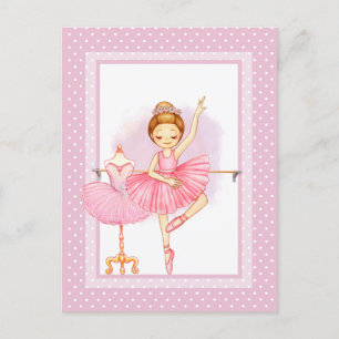 Ballerina floraI polka dots Einladung Postkarte