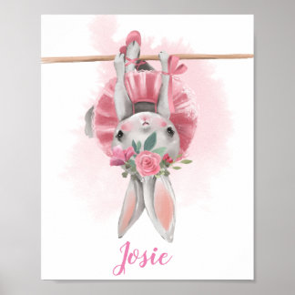 Ballerina Floral Bunny Print Poster