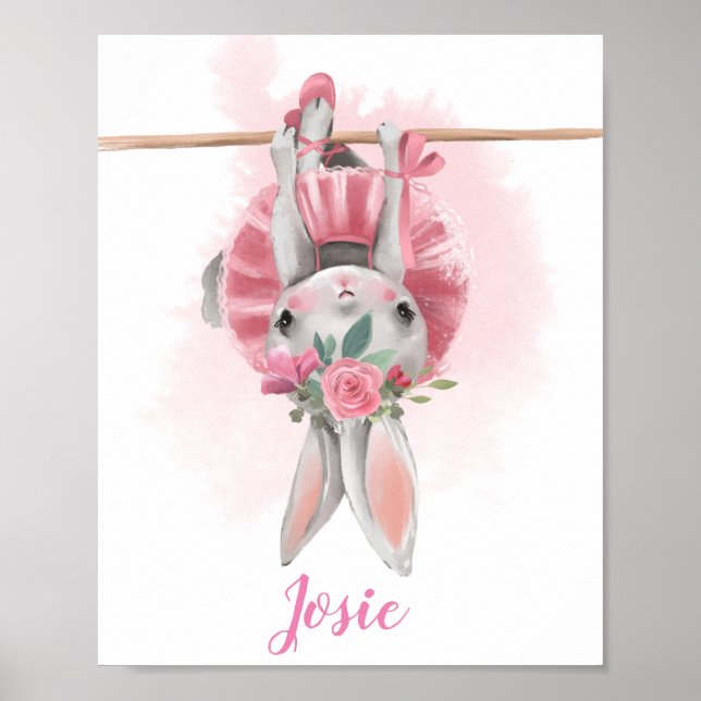 Ballerina Floral Bunny Print Poster (Vorne)