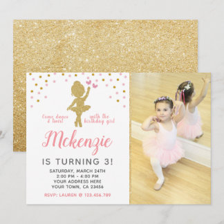 Ballerina Geburtstag Einladung mit Foto