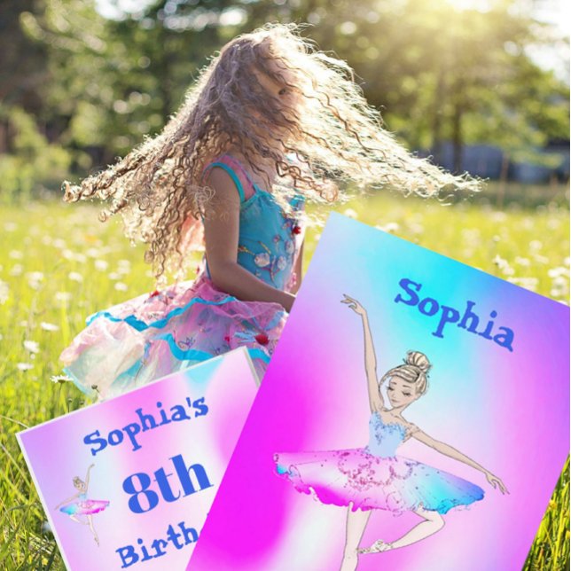Ballerina Gefärbte Krawatte Lila Blue Age Geburtst Einladung (Von Creator hochgeladen)