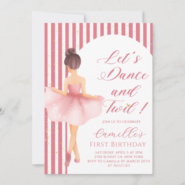 Ballerina Girl birthday Party Invitation (Devant)