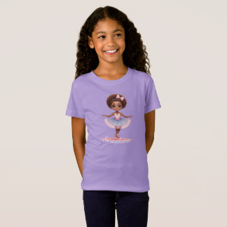 Ballerina Girl Blue Pink Dress Individuelle Name T-Shirt