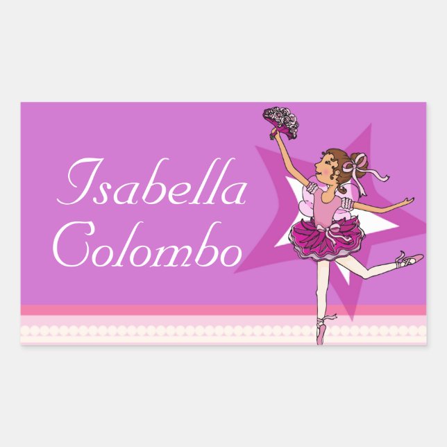 Ballerina Girl lila Ballet Name ID Aufkleber (Vorderseite)