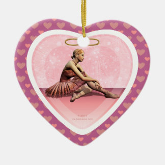 Ballerina Girl Personalisierter Name Herz Keramikornament