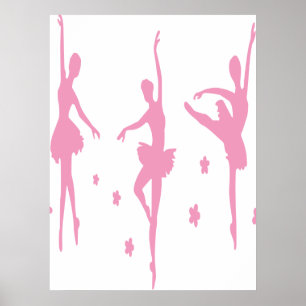 Ballerina Girls Silhouetten in Rosa Poster