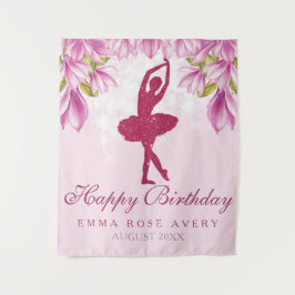 Ballerina Glitter Happy Birthday Tapestry Wandteppich