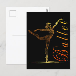 Ballerina Golden Line Kunst, Dichtung und Musik Po Postkarte