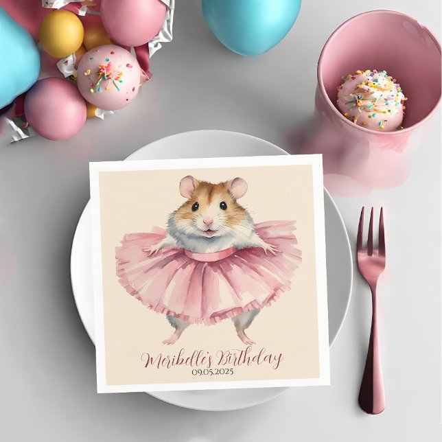 Ballerina Hamster Girl Birthday Vielen Dank Serviette (Von Creator hochgeladen)