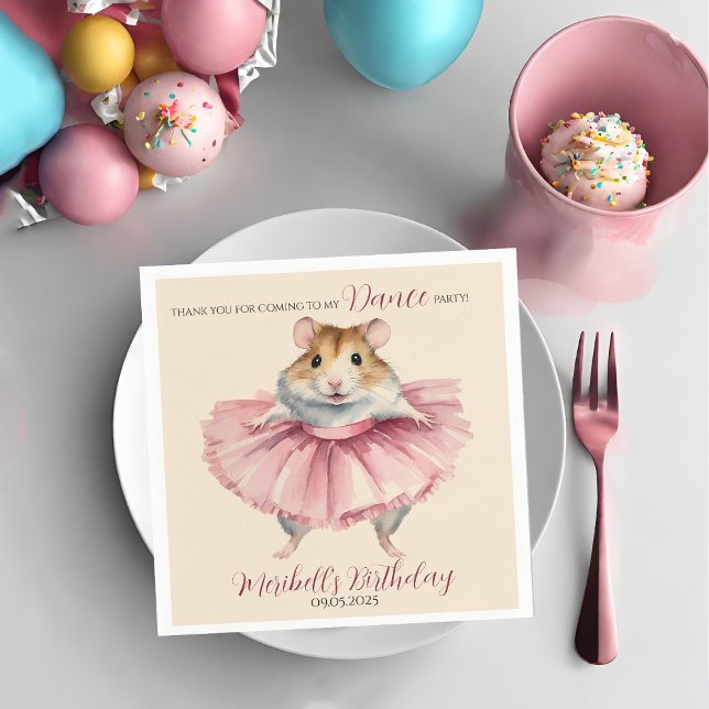Ballerina Hamster Girls Birthday Dance Party Serviette (Von Creator hochgeladen)