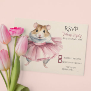 Ballerina Hamster Girls Geburtstag RSVP Karte