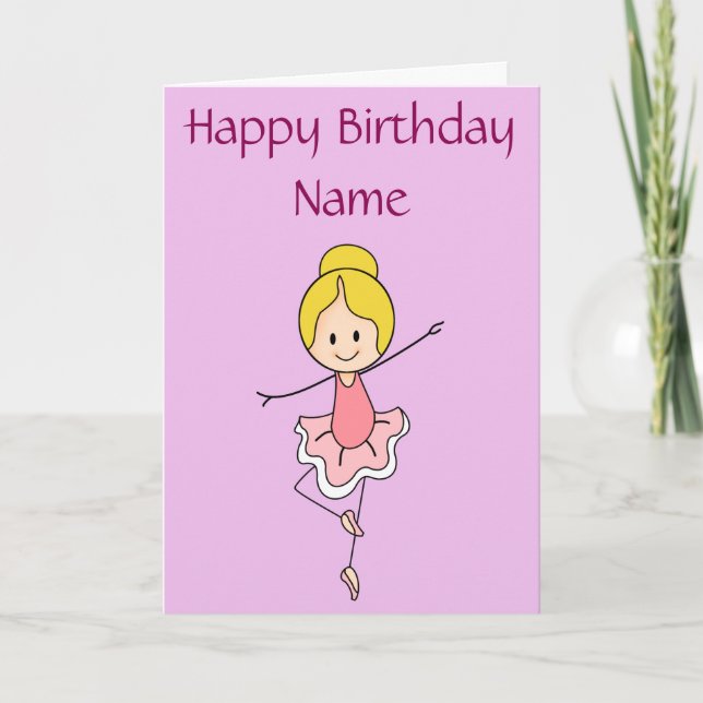 Ballerina Happy Birthday Personalisiert Karte (Vorderseite)