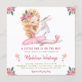 Ballerina-Häschen-Babyparty Einladung